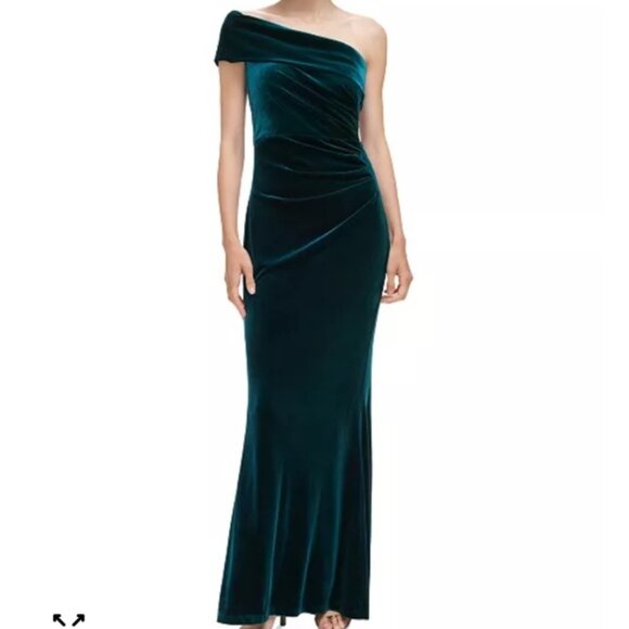 Eliza J NWT One Shoulder Stretch Velvet Gown Sz 10 - Picture 10 of 10